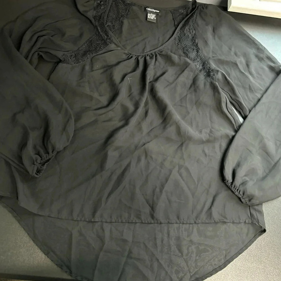 Women’s Large Black Sheer Blouse Mesh Whimsigoth Vixen Dark Romantic Witchy Goth - Picture 12 of 15